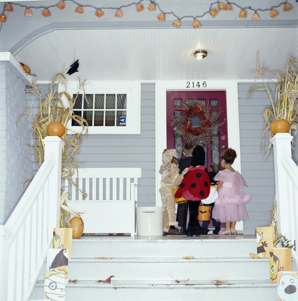 Trick or Treaters at Front Door